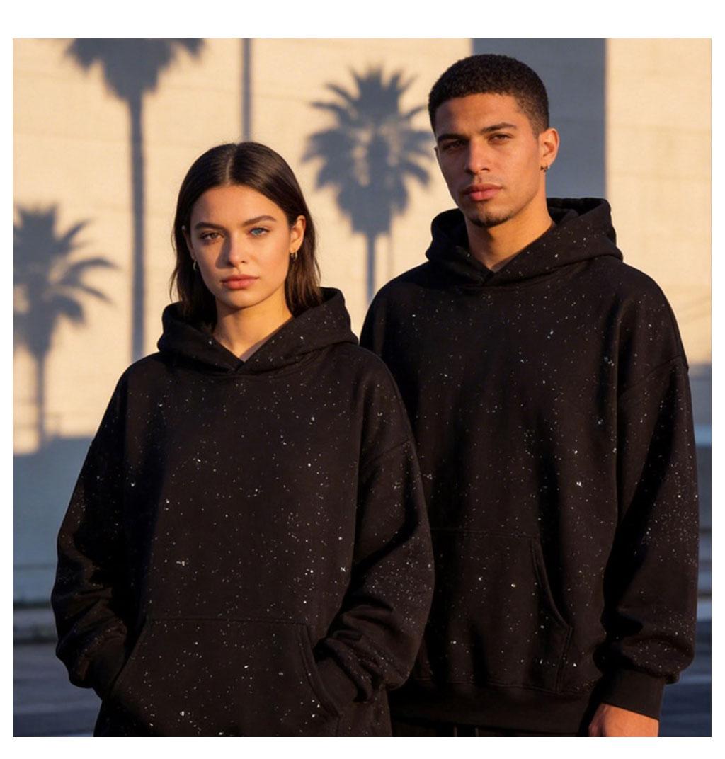 TELLFUN  Y2K Sequined Pullover Hoodie - Fashionable Casual Long-Sleeved Menswear Top with Pockets, Loose-Fitting Y2K Galaxy Sweatshirt for Autumn & Winter
