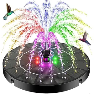 Solar Water Fountain, 2026 Upgrade 3.5W Solar Bird Bath Fountain Pump with Color LED Lights, 7 Nozzles & 4 Fixed Rods for Garden, Patio, Pond, Pool, Fish , Outdoor Water Feature