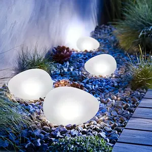 Outdoor Solar Ground Lamp, Pebble Light, Garden Lawn Light Solar Stone Lamp, Solar Ground Plug-in Light, White Frosted Glass, Wireless Decorative Light