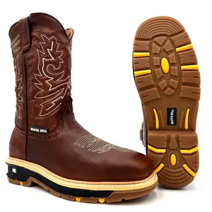 Silver Bull Steel Toe Rodeo Work Boot Square Toe Goodyear Welt Full Grain Leather Footwear Mid-Calf Shoe Bota SB-5959 Comfort Walking Shoes