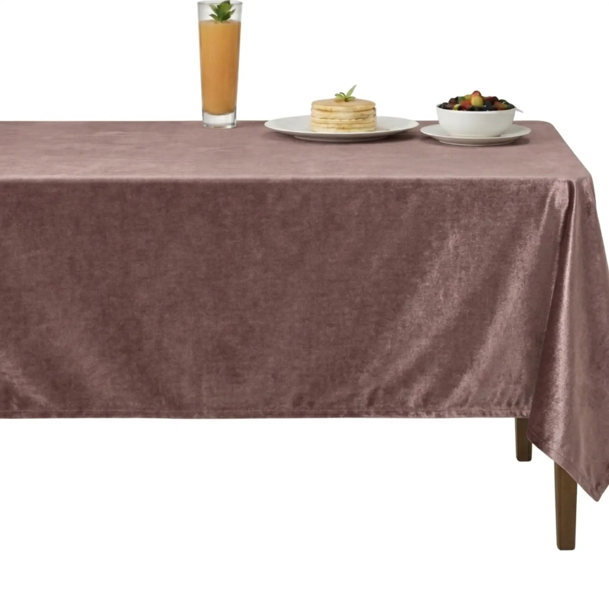 Velveteen72 Solid Plain Velvet Tablecloth  Mauve