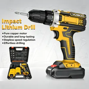 VerveWave Cordless Drill Tool Set 21V Electric Power Drill with 2.0Ah Lithium-ion Battery and Charger–USB/Type-C Rechargeable, Portable, All-in-One DIY & Home Toolbox Kit