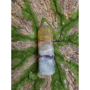 Yellow Rainbow Fluorite obelisk tower