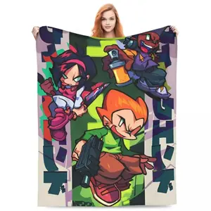 FNF Bad Time Trio Friday Night Funkin Flannel Throw Blanket Blankets for Home Couch Soft Bedroom Quilt,Birthday Gift, Gift for Him, Gift for Her