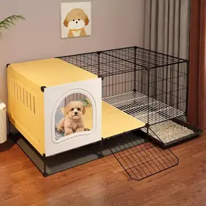 Dog Cage with Tray for Small to Medium Dogs, Iron Pet Crate for Home Use, Corgi Dog House and Cat Bed, Indoor Pet Enclosure, Escape Proof Kennel