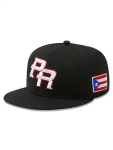 2026 New Personalized Baseball Hat PR Puerto Rico Side Flag Embroidered Flat Edge Outdoor Sports Sunshade Skateboarding Hat Street Fashion Hip Hop Hat Daily Life Commuting Leisure Hat Unisex, Snapback Cap, Fitted Baseball Cap, Fitted Hats