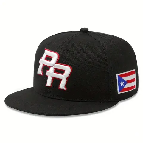 2026 New Flat Edge Hat Adjustable Casual Hats Snapback Hat PR Puerto Rico Side Flag Embroidered Skateboarding Hip Hop Hat Outdoor Sunshade Hat Street Style Cap Adjustable Caps Daily Commuting Baseball Hat, Polyester Baseball Cap Unisex