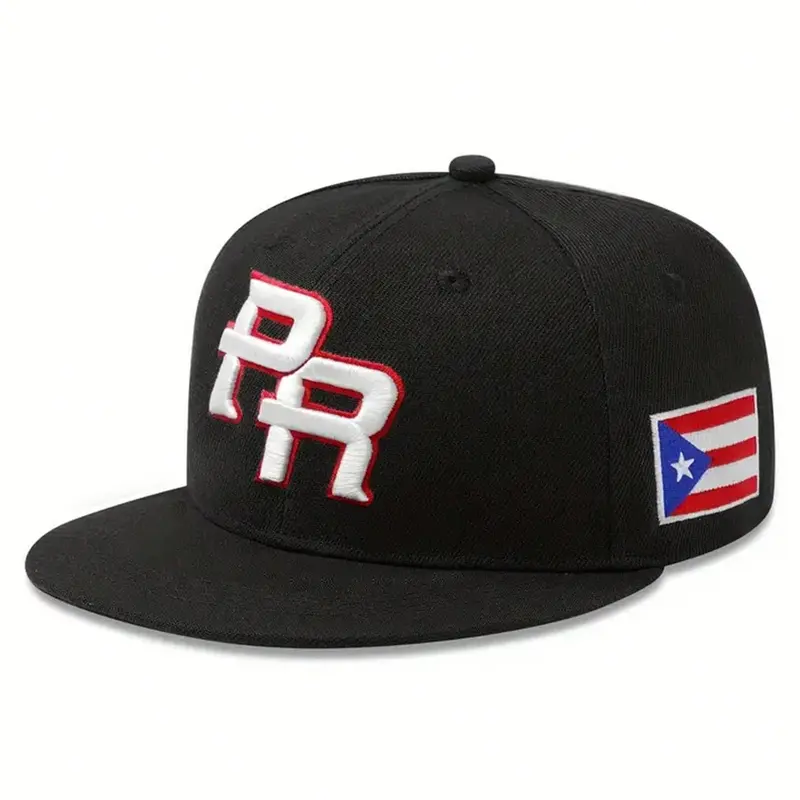 2026 New Flat Edge Hat Adjustable Casual Hats Snapback Hat PR Puerto Rico Side Flag Embroidered Skateboarding Hip Hop Hat Outdoor Sunshade Hat Street Style Cap Adjustable Caps Daily Commuting Baseball Hat, Polyester Baseball Cap Unisex