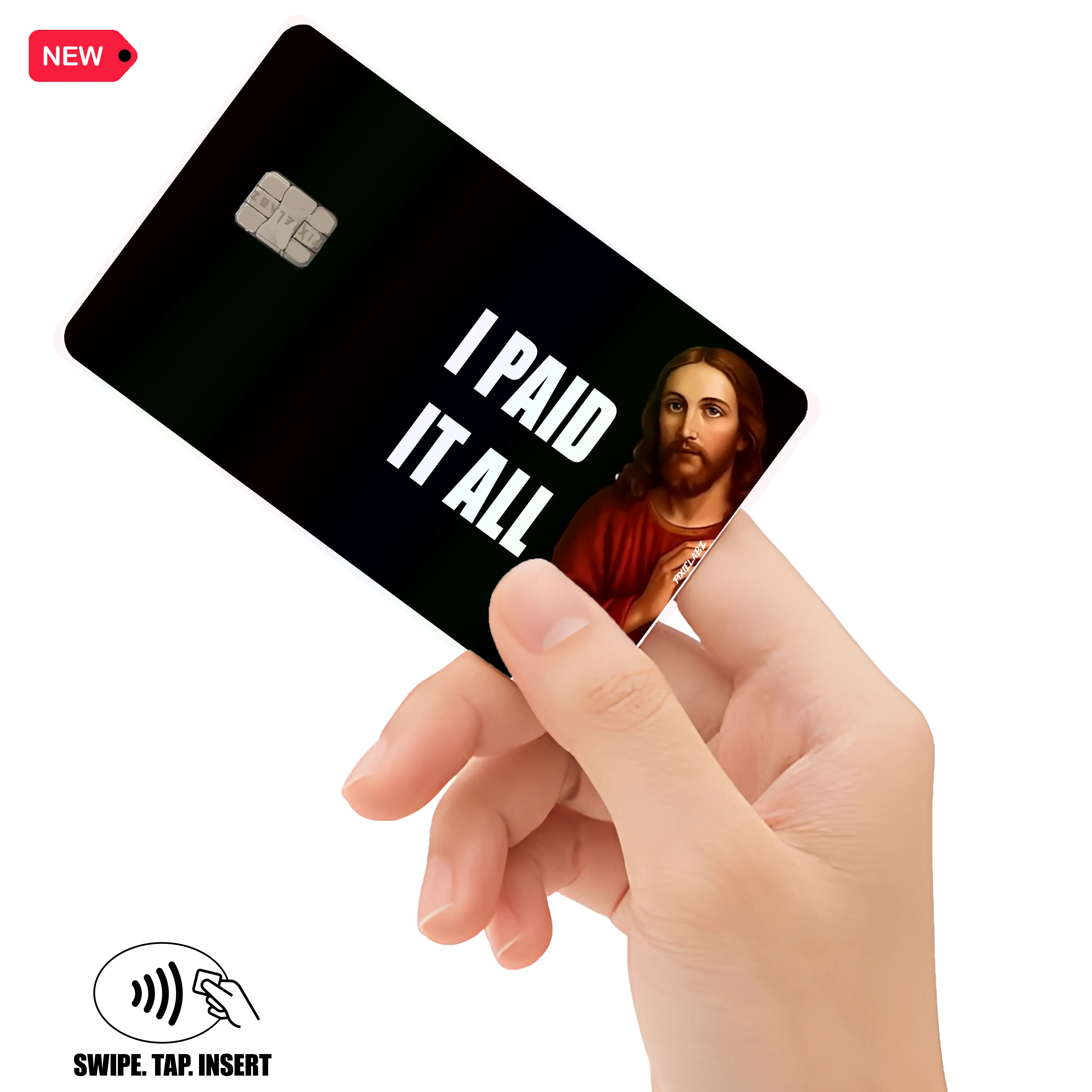 Jesus Paid Christian Holographic Debit Credit Card Decal Adhesive Stickers Waterproof Premium Quality Custom Orders Available Easy Application Durable Material Funny Religion Gift Christmas