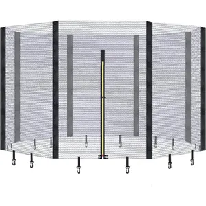 Trampoline Net - Replacement Enclosure Safety Net for Straight Poles Round Frames Trampoline, Nylon Barrier Net  with Double Zipper and Protection Buckles
