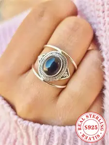 S925 Sterling Silver Vintage, Fashion Accessories for Women & Girls, Trendy All-match & Exquisite Jewelry Elegant Ring for Birthday Gift Wedding Ring