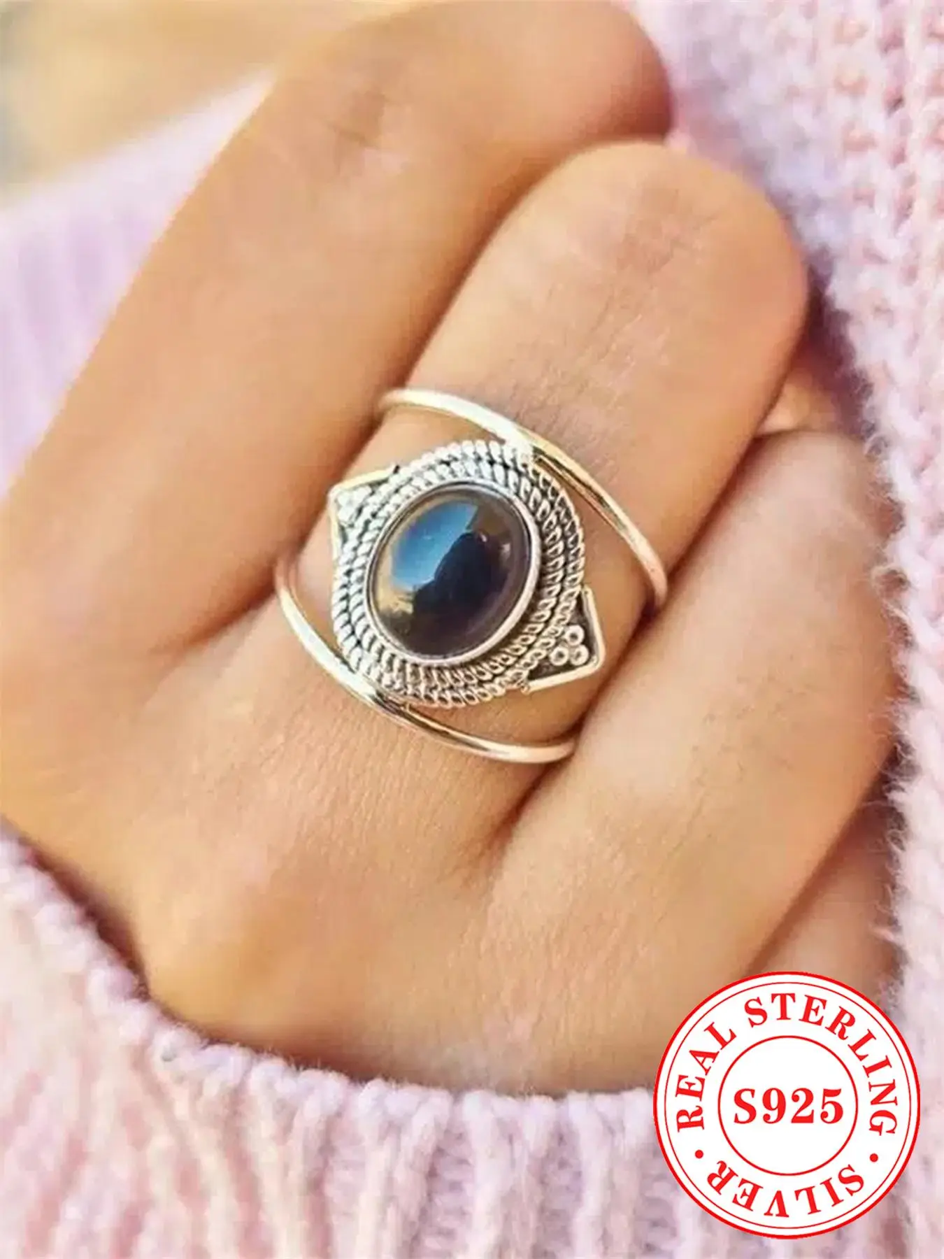 S925 Sterling Silver Vintage Ring, Fashion Accessories for Women & Girls, Trendy All-match & Exquisite Jewelry for Birthday Gift Wedding Ring