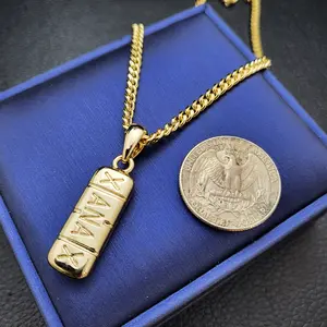 Unisex 14K Gold Finished PILL Pendant & 4mm Brass Cuban Chain Luxury Necklace Gift Set for Daily Wear Birthday Engagement Wedding Anniversary