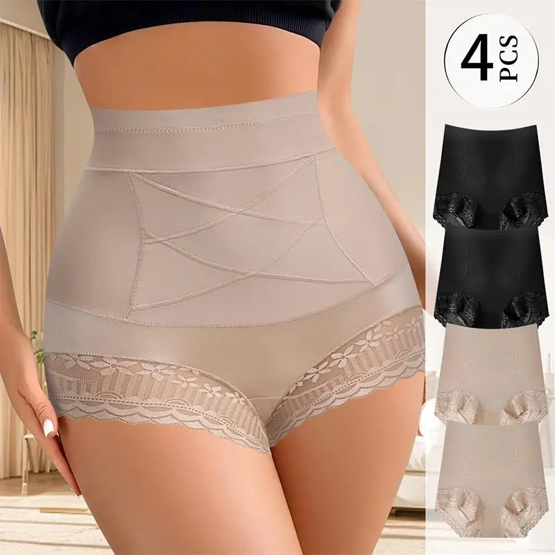 4 Pack Women's Shaping Panties – Tummy Control Briefs, Breathable Soft Seamless Underwear, Slimming Waist Trainer for Daily Wear, All-Season Comfort