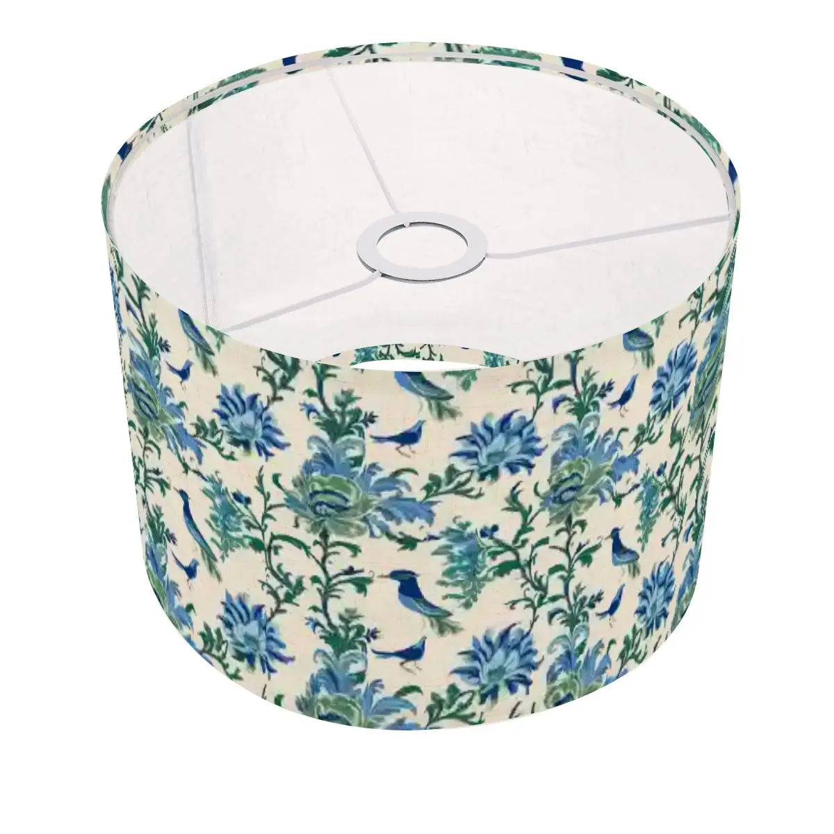 Chinoiserie Botanical Garden Birds, Blue, Green Asian Inspired Modern Lamp SHADE ONLY - For Arc Floor Lamps Only
