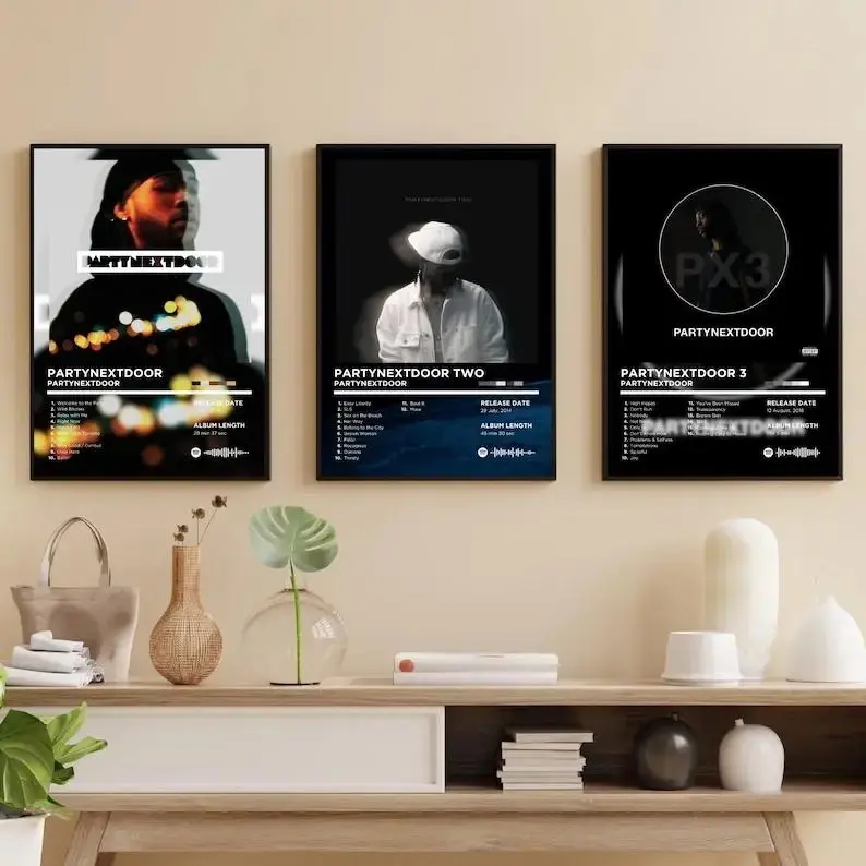 [No frame] PARTYNEXTDOOR Album Cover 3-Piece Wall Art Set - R&B Music Aesthetic Decor
