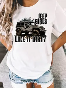 Jeep Girls Like It Dirty Unisex T-Shirt Crew Neck 100% Cotton DTG Printing True to Size Multiple Colors and Sizes