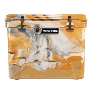 Frosted Frog 60 QT Cooler with Wheels & Telescoping Handle - Orange Camo Cooler, 60 Quart