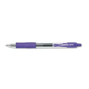 Pilot G2 Retractable Gel Ink Roller Ball Pen Clear Barrel Purple Ink Micro Pt Pack of 12