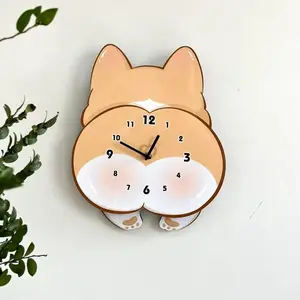 Adorable Corgi Butt Swing Wall Clock - Cute Cartoon Dog Decor for Living Room & Bedroom, Quirky Home Accent Eye Gift Installation