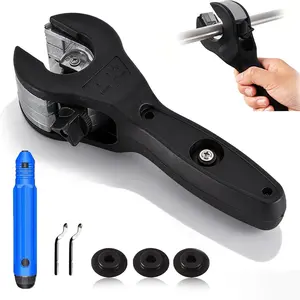 Ratcheting Tubing Cutter, Copper Pipe Cutter, Tubing Cutter 1/4" to 1-1/8" with 3 Blades and Deburring Tool, Close Quarters Pipe Cutter for Copper Brass Aluminum corrugated Pipes