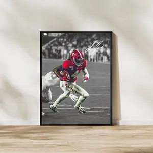 Jerry Jeudy Alabama Art Print Alabama Crimson Tide Football Poster, Football Wall Decor Sports Fan Gift, for Sports Fans & Home Office Display, Poster Football Gifts - Unframed