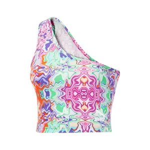 PUMA Womens Hypnotize Asymmetrical Tank  Casual - Blue, Green, Orange, Purple
