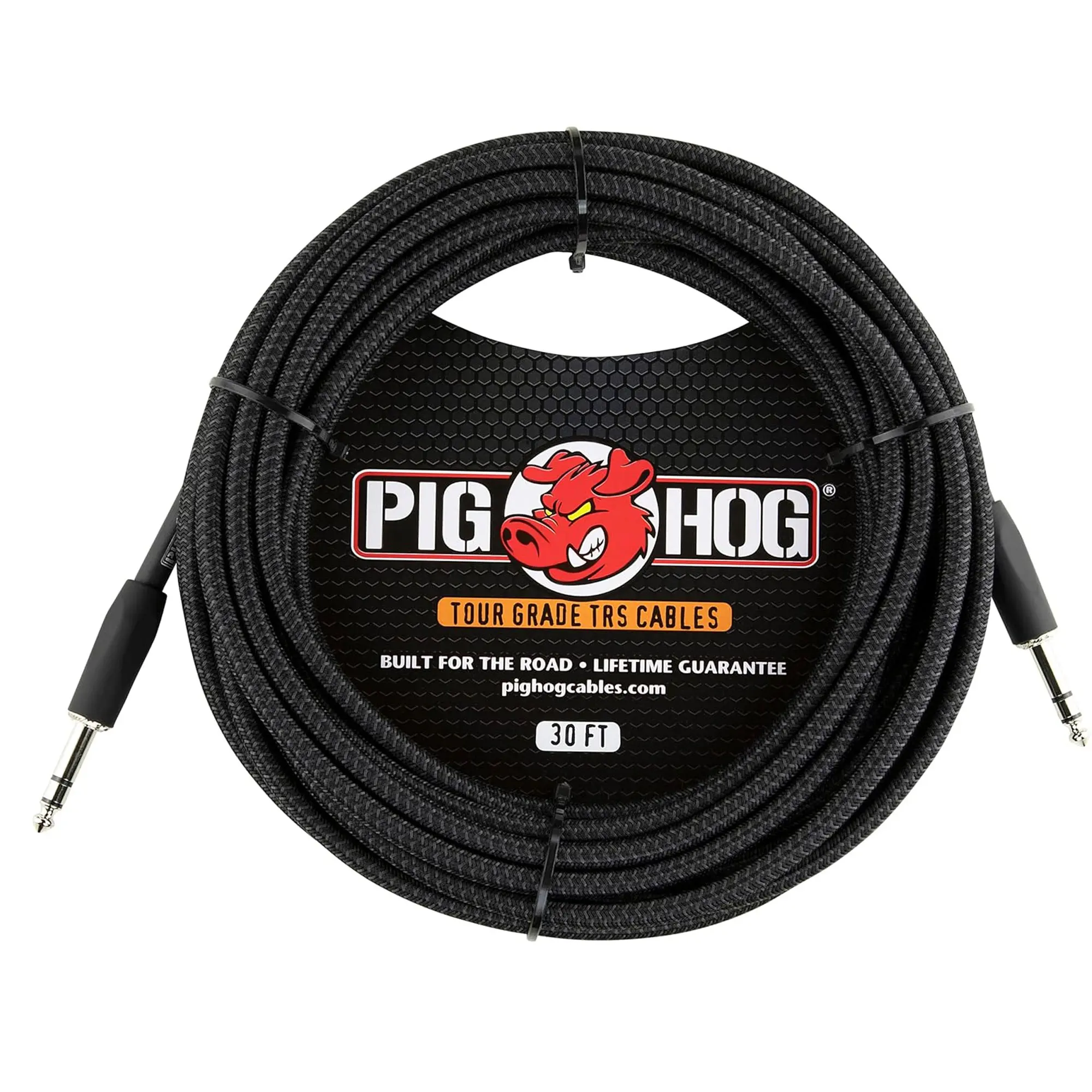 Pig Hog PTRS30BK Black Woven TRS Cable 30ft