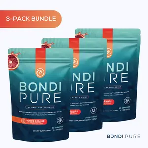 Bondi Pure Blood Orange Wellness Drink (3-Pack) : Plant-Based Daily Drink Mix with Organic Superfoods & Fiber – For Gut Health & Energy – Delicious Orange Flavor – 30 Servings Each