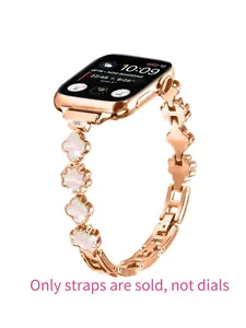 Suitable for Apple 1st to 10th Generation Clover Mother‑of‑Pearl Metal New Style Apple Ultra Slim Watch Band