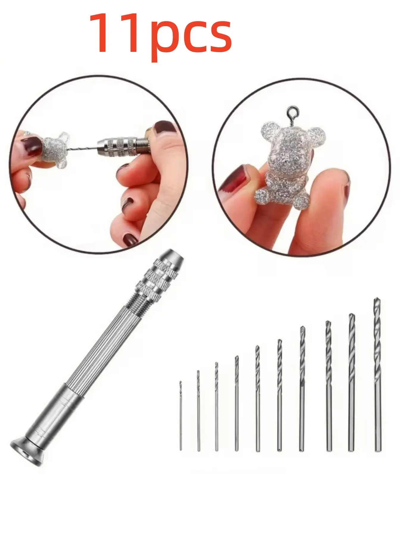 11pcs Handheld Mini Drill Set with 10 Twist Drill Bits, Precision Drilling Tool for Epoxy Resin Jewelry Making DIY Crafts, Hand Tools, Tool Kit Set