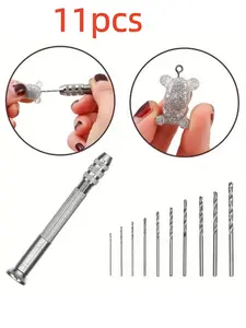 11pcs Handheld Mini Drill Set with 10 Twist Drill Bits, Precision Drilling Tool for Epoxy Resin Jewelry Making DIY Crafts