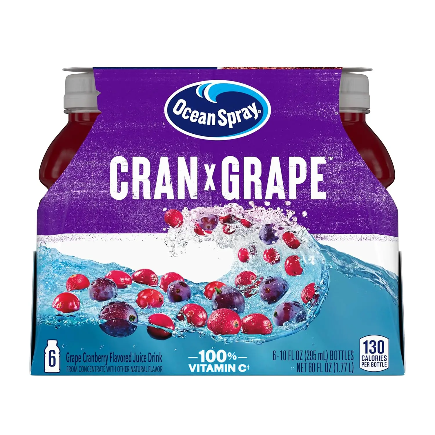 Bold Cran-Grape Cranberry-Grape Beverage with Real Juices, 10 Fl Oz Bottles, 6 Count, Cupboard
