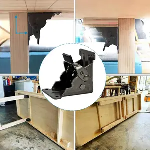 12 PCS 0-90 Degree Folding Table Legs Bracket, Self-Lock Hinge Hardware with Screws, Folding Locking Hinge for Table, Workbench - Black