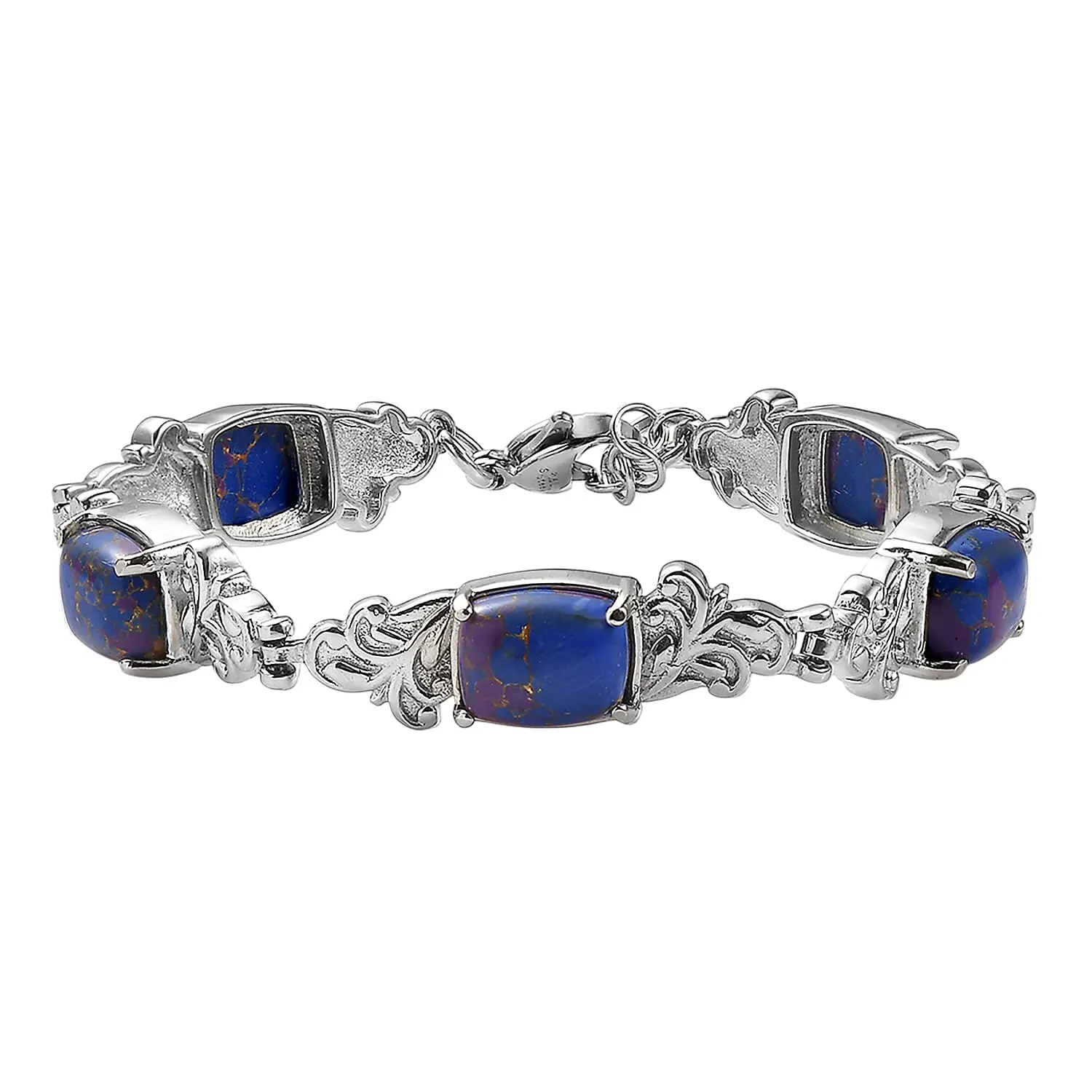 EverTrue Mojave Purple Turquoise 13.90 ctw Bracelet in Stainless Steel (7.00 In)