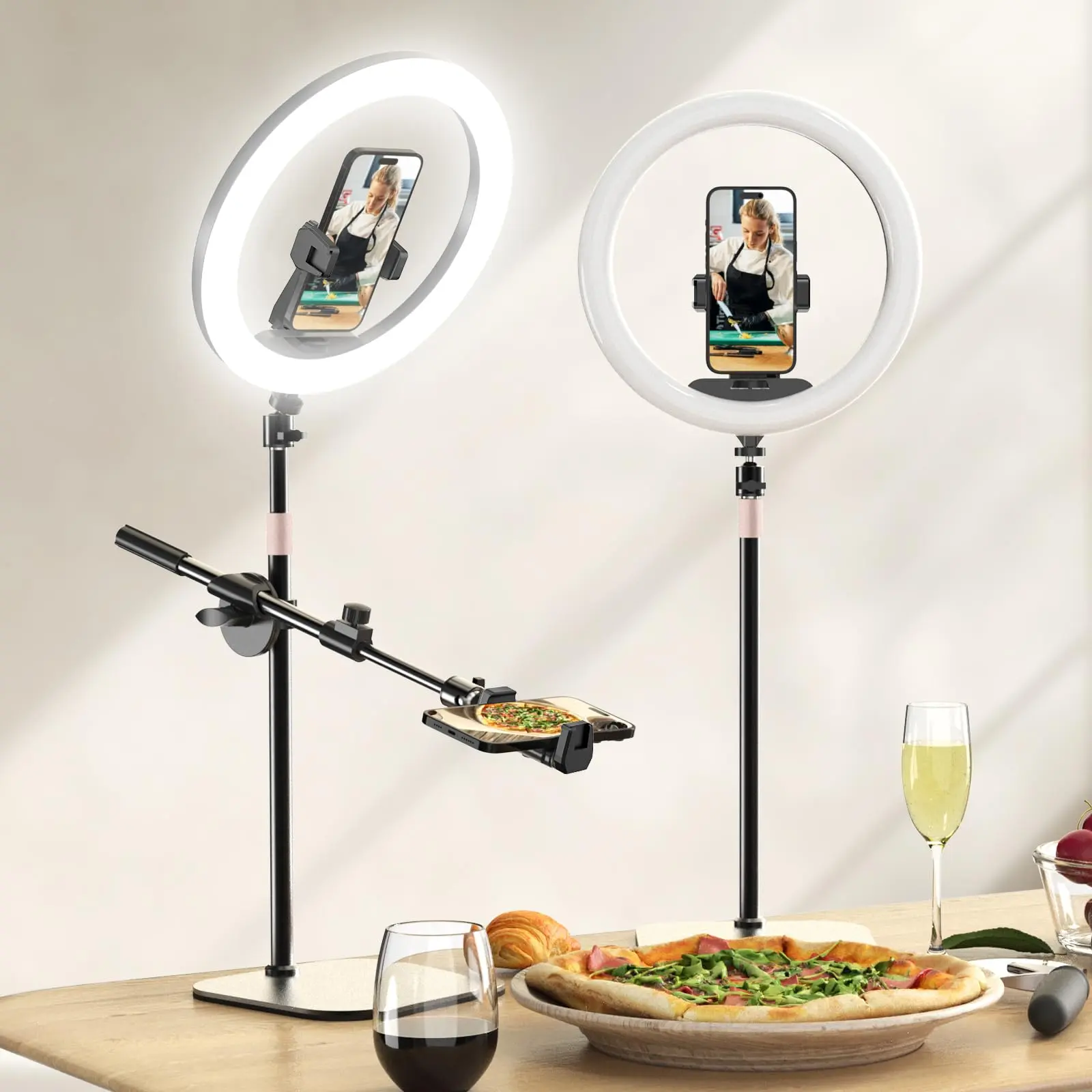 UBeesize 12" Ring Light with Desk Stand & Phone Holder, 360° Rotatable Tripod Mount, 10 Brightness Levels, Cool White, Natural, Warm, Compatible with iPhone & Android, Ideal for Makeup, Live Streaming, Zoom, TikTok, YouTube