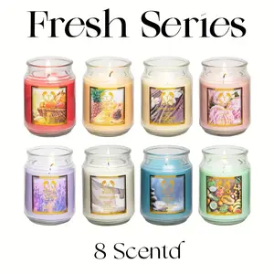 scented candles 18oz in 8 fragrances: apple, peony, pineapple papaya, lavender, vanilla bean, fresh linen, spa water, Tropical Waterfall, bath candle, yoga candle - perfect holiday present, stocking stuffer, gifts for ladies