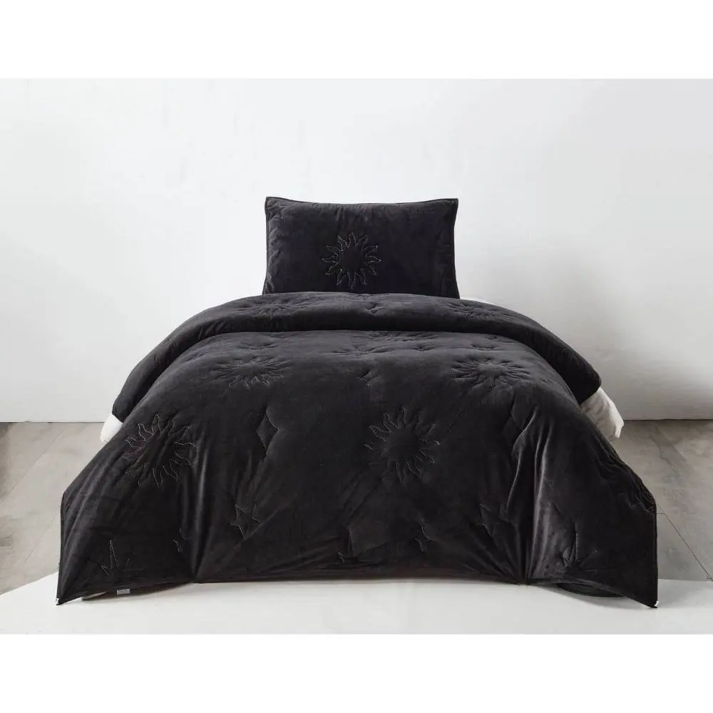 Celestial Garden Velvet Embroidery Bedding Sets - Polyester Midweight Velvet Fabric, 94in(L)x66in(W), Machine Washable, for Home Bedroom Room Decor, Bed Comforter Set