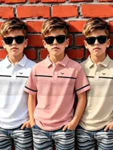 3-Pack Fashion Boys' Polo Shirts, Summer New Arrival, Casual Loose Fit, Comfortable Simple Design, Beach Polo Shirts