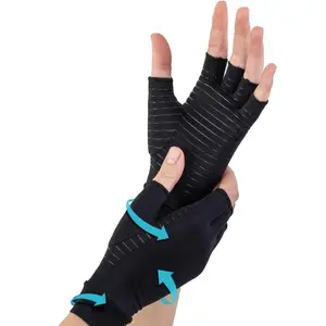 Copper Compression Gloves for Women & Men, Fingerless Compression Gloves for Typing, Ideal Sports Support, Comfortable Handwear
