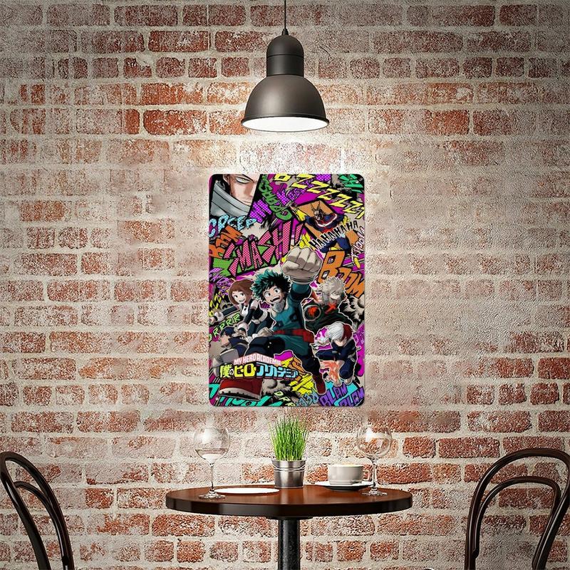 My Hero Academia High Quality 8x12 Plate Metal Painting Set Reusable Durable Iron Art Canvas for Artist Wall Decor Poster Room Ornaments Artistic Print Photo Industrial Outdoors
