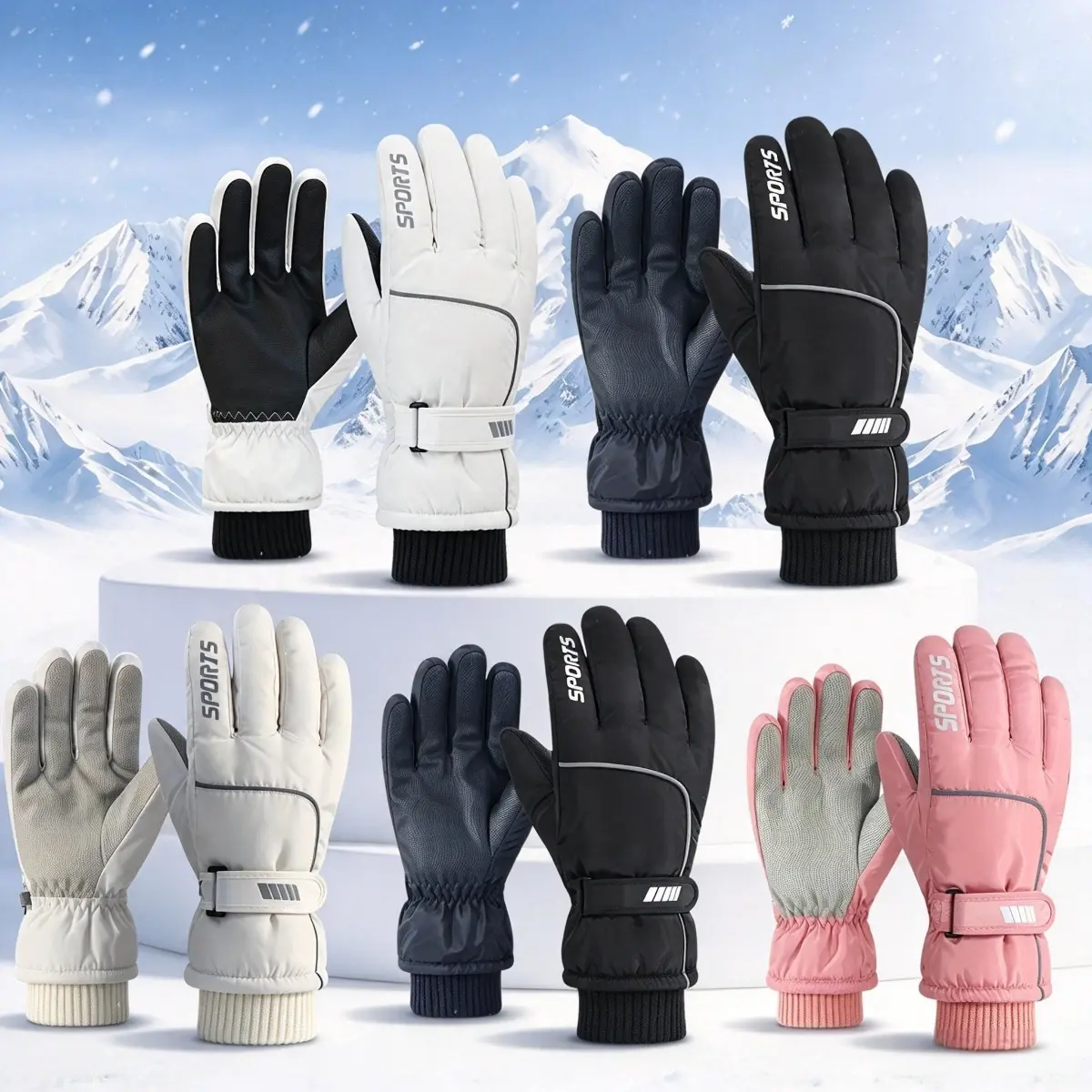 Winter Gloves Ski Gloves Thermal Fleece Lined Windproof Waterproof Cycling Motorcycle Gloves Thickened Warm Outdoor Snow Gloves for Women Men