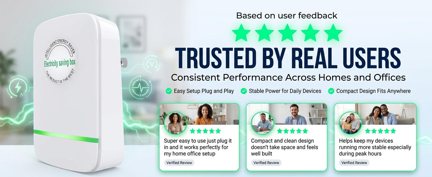 US Plug Power Saving Box, 2026 Updated Model, Compact Size with 90-250V Voltage, Portable Charger Adapter for Daily Use & Travel