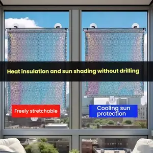 Silver Color Laser Sunshade Blinds, Automatic Shrinkable Window Shades, No Drilling, Suction Cup Mount, UV Protection, Insulation