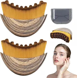 【Buy 1 get 1 Free】2PCS Lymphatic Contour Face Brush, Manual Lymphatic Drainage Massager, Natural Makeup Brushes with Durable Soft Bristles, Hypoallergenic Ergonomic Facial Cleansing Brush for Sculpting