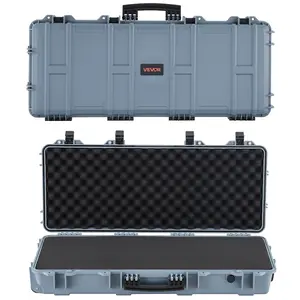 VEVOR Hard Rifle Case, Lockable Rifle Case with 4 Layers Pre-cut Foams, 36 in Gun Storage with Wheels, IP67 Waterproof & Dustproof Pistol Storage Cases for Rifles, Shotguns, Airsoft Guns, Grey