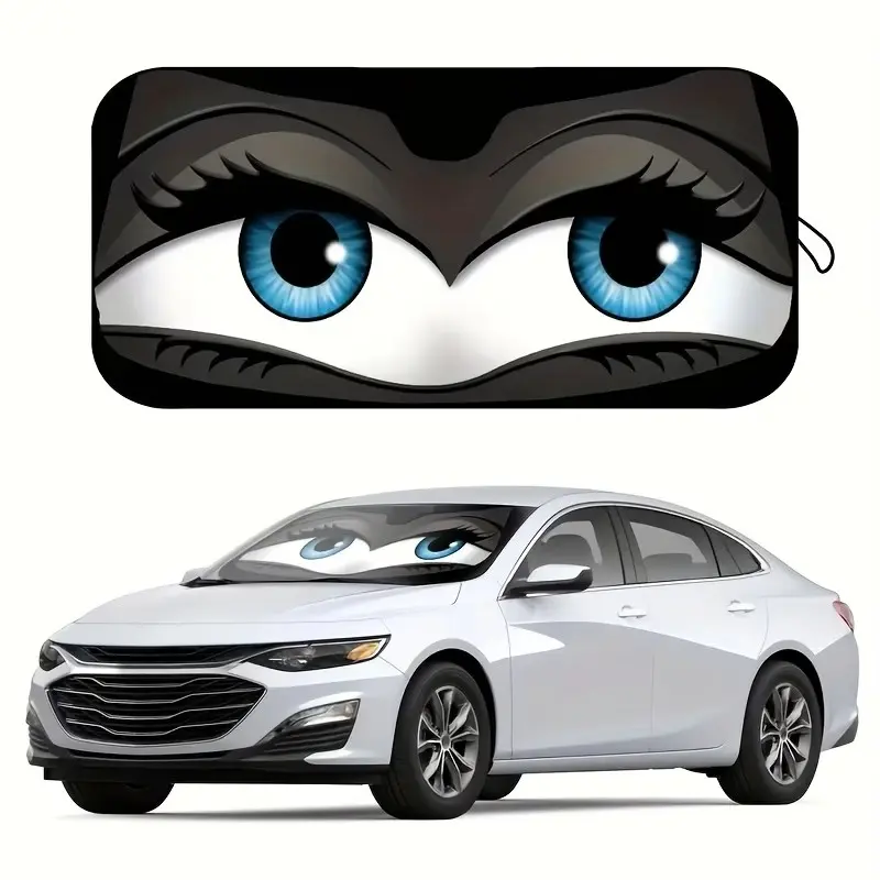 51.2*27.6in Cartoon Eyes/puppy Pattern Car Sunshade, 1pc Car Windshield Shade, Automotive Windshield Sunshades, Sunshade For Car Windshield, Auto Interior Accessory, Pet Lover, Summer UV Protection