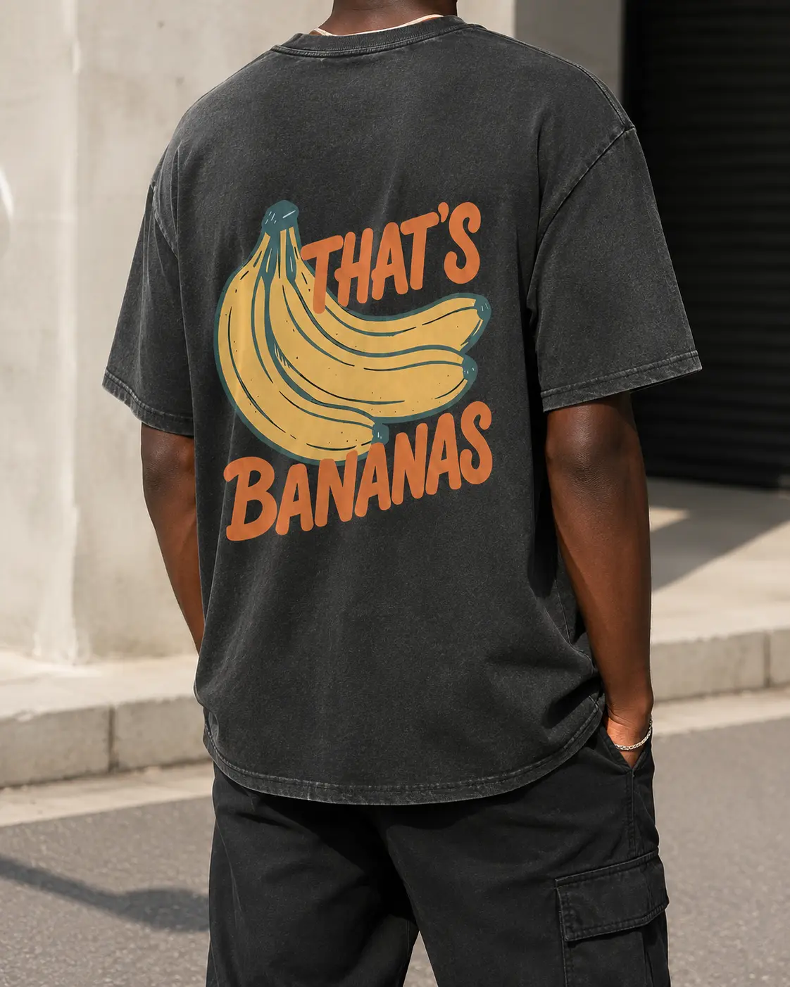 B-That's Bananas Graphic T-Shirt - Black Vintage Banana Print - Unisex Short Sleeve Crewneck Soft Breathable Cotton Casual Streetwear Tee Tops - Edgy Funny Retro Aesthetic Summer Outfit Men Women 2740