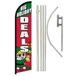 Windless Advertising Banner & Aluminium-Steel Pole Kit, Festive Home & Party Supplies Backdrop for Holiday Promotions