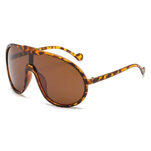 Trending Aviator 3 Sunglasses with Dark Brown Lenses and Patterned Design